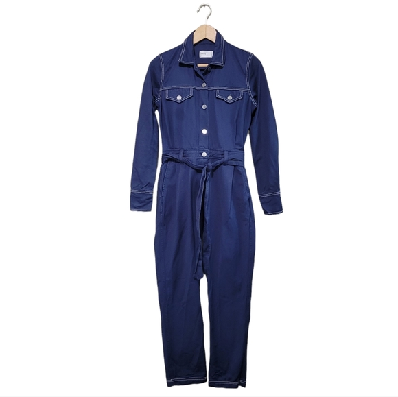 Bldwn NWOT Harley Belted Jumpsuit in Navy Blue